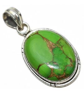 925 Sterling Silver Jewelry !! Green Copper Turquoise Gemstone Silver Jewelry Pendant