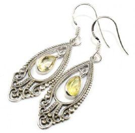 Actual Drop Pear Shape Citrine 925 Sterling Silver Earring