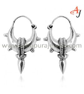 Adorable Fine Work Plain Silver 925 Sterling Silver Bali Earring