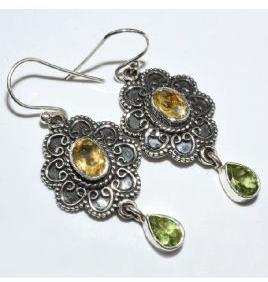 Amazing Citrine, Peridot 925 Sterling Silver Earring