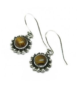 Tiger Eye Silver Gemstone Handmade Earring