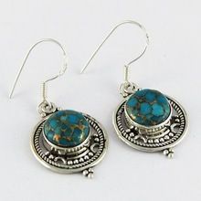 Beautiful Blue Copper Turquoise 925 Sterling Silver Earring