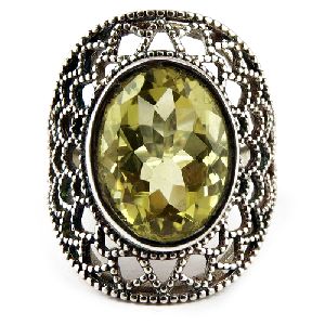 Delightful Oxidized Lemon Quart Silver Ring