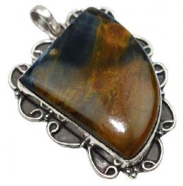 Fashion Brown Hessonite Gemstone Silver Pendant