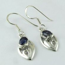 Nice Delightful Blue Iolite 925 Sterling Silver Earring