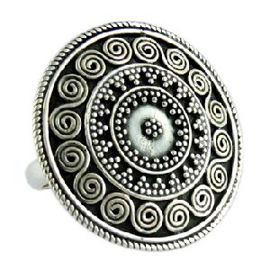 Rava Work Oxidized Plain Silver