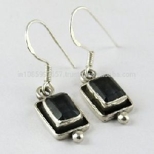 Winsome Rectangle Shape Iolite 925 Sterling Silver Earring