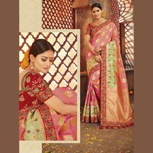 Pink Banarasi Silk Festival Wear Zari Work Saree