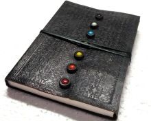 Leather Journal With Colorful Stone