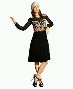 Black Georgette Embroidered Kurti