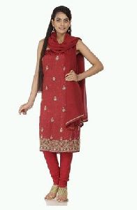 Red Crepe Suit Material