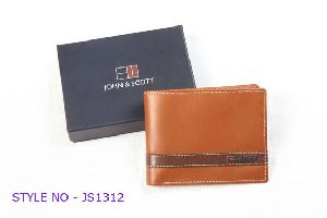 JS1312 Mens Light Brown Leather Wallet
