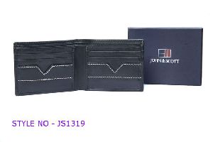 JS1319 Mens Black Leather Wallet