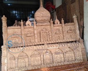 Luxury Hand-Carved Tajmahal Design Headboard Queen Size Bed