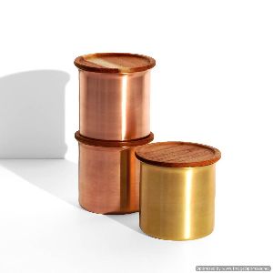 metal jar with wooden lid