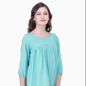 Womens Poly Crepe Round Neck Top