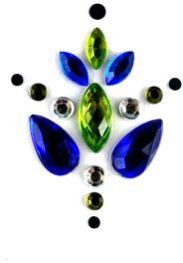 Face Jewels Dark Blue Olive Green