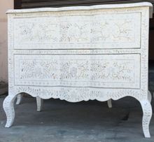 bone inlay MOP honey comb design 4 drawer chest