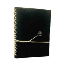 Colorsncraft Genuine Leather Black Antique Designing Brass Button Notebook