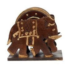 Elephant Design Wooden Tea Coaster Handicraft