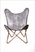Vintage style butterfly chair with leather seat