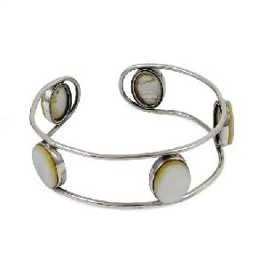 925 sterling silver fashion Jewellery Trendy Mother Of Pearl Gemstone Bangle