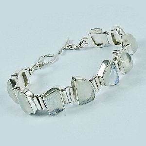 925 Sterling Silver Jewelry Fashion Rainbow Moonstone Bracelet