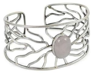 925 sterling silver vintage Jewellery Fashion Rose Quartz Gemstone Bangle