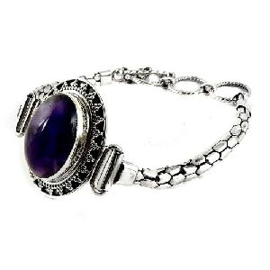 Big Natural !! Amethyst 925 Sterling Silver Bracelet