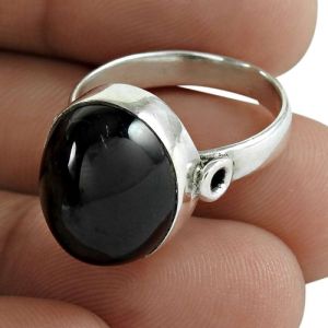 Black Star Gemstone Ring 925 Sterling Silver Women Fashion Jewelry