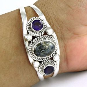 Breath of Love Multi Stone Gemstone Sterling Silver Bangle Jewellery