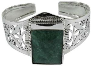 Designer 925 Sterling Silver Emerald Gemstone Bangle Jewellery