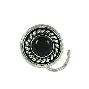 Fashion Black Onyx Gemstone 925 Sterling Silver Antique Nose Pin Jewellery