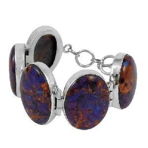 Favorite Purpal Copper Turquoise Gemstone Sterling Silver Bracelet Jewelry