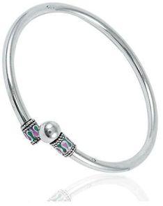 Good Fortune Inlay 925 Sterling Silver Bangle