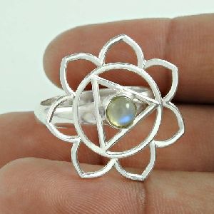 Hot ! Rainbow Moonstone Gemstone 925 Sterling Silver Ring