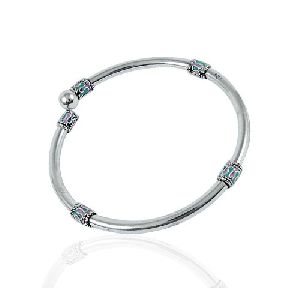 Indian Fashion Inlay 925 Sterling Silver Bangle