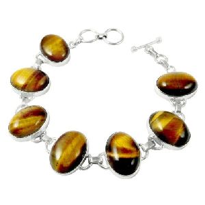 Interesting!! 925 Sterling Silver Tiger Eye Bracelet