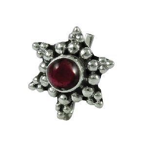 Lustrous Garnet Gemstone 925 Sterling Silver Fashion Nose Pin Jewellery