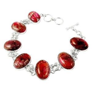 Nice!! 925 Sterling Silver BEAUTIFUL NATURE JASPER Bracelet