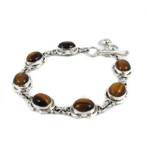 Perfect!! 925 Sterling Silver Tiger Eye Bracelet