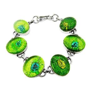 Royal Color !! Dico Glass 925 Sterling Silver Bracelet