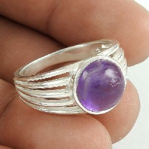 Scenic 925 Sterling Silver Amethyst Gemstone Ring Jewelry