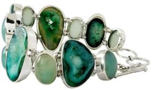 So In Love !! Druzy, Chalcedony 925 Sterling Silver Bracelet