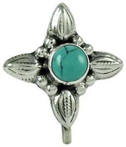 Stunning Turquoise Gemstone 925 Sterling Silver Nose Pin Jewellery