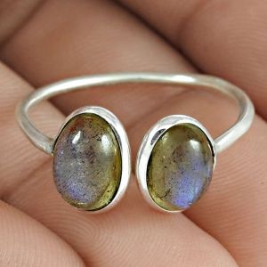 Stylish 925 Sterling Silver Labradorite Gemstone Open Ring Jewelry Al por mayor