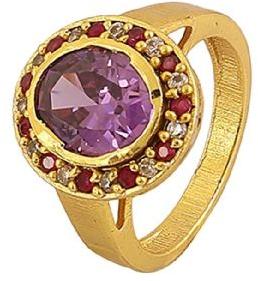 Golden plated multi colour ring