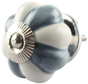 Grey And White Ceramic Melon Drawer Knob