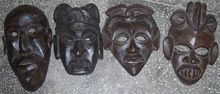 Handmade wooden tribal masks