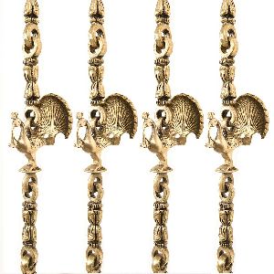 Horse Peacock and Elephant Brass Swing Chain(Set Of 4 Pieces)